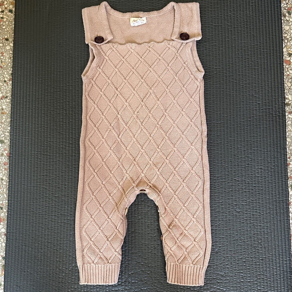 Auro Mesa Brown Knit Baby Romper